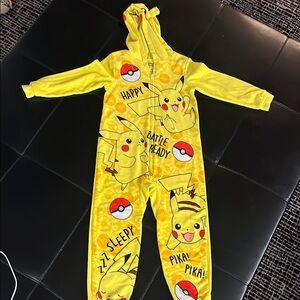 Pikachu Yellow Kids One Piece pajamas, size 8